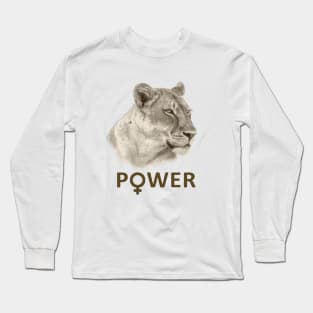 Female Power Lioness Close-up Inspirational Long Sleeve T-Shirt